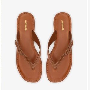 LARROUDE NIB NWT Brown Leather Mary Kate Sandals Minimalist Design size 6
